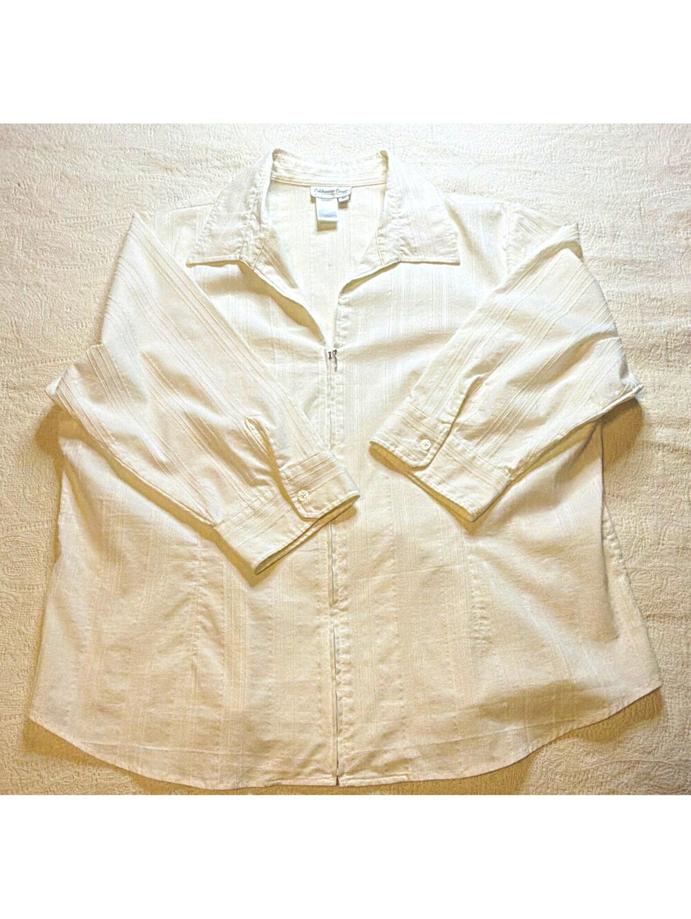 Coldwater Creek Women’s Plus 2X Blouse Zip Front Long Sleeve Collared White